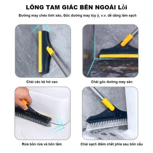 Chổi Chà Sàn Nhà Tắm, Nhà Vệ Sinh 2 in 1 Tích Hợp Cây Gạt Nước Sàn Nhà Vệ Sinh Và Lau Kính - Chổi Quét Sàn Đa Năng