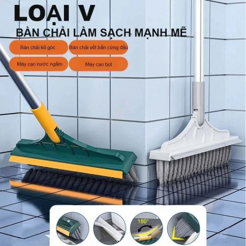 Chổi Chà Sàn Nhà Tắm, Nhà Vệ Sinh 2 in 1 Tích Hợp Cây Gạt Nước Sàn Nhà Vệ Sinh Và Lau Kính - Chổi Quét Sàn Đa Năng